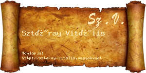 Sztáray Vitális névjegykártya